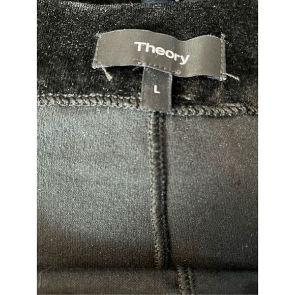Theory Women’s Large Adbelle Black Velvet Knit Velour Pull On Casual Pants - Picture 5 of 8